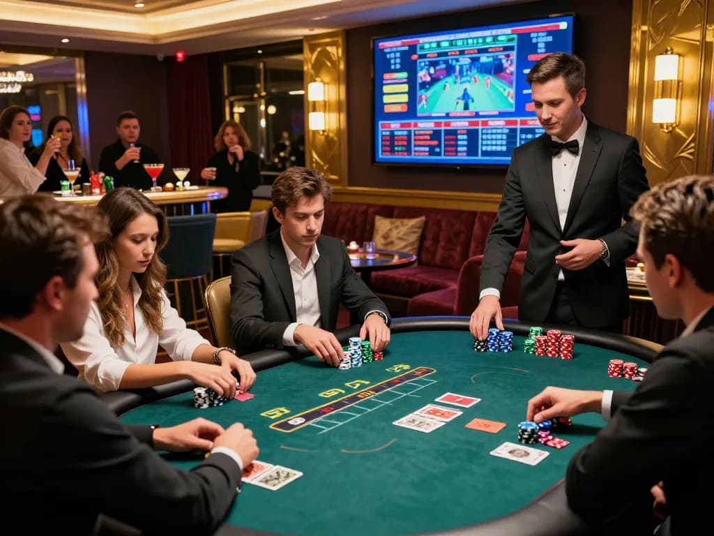 Exciting poker game at 789club casino, players and dealer in action.