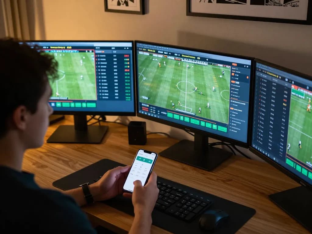 Engaging sports betting moment with bongdallu app on smartphone, showcasing dynamic odds and strategies