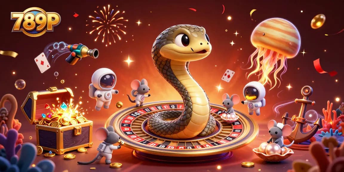 Engage in a thrilling 789P casino adventure with betting astronauts and a cosmic dealer in vivid illustration.