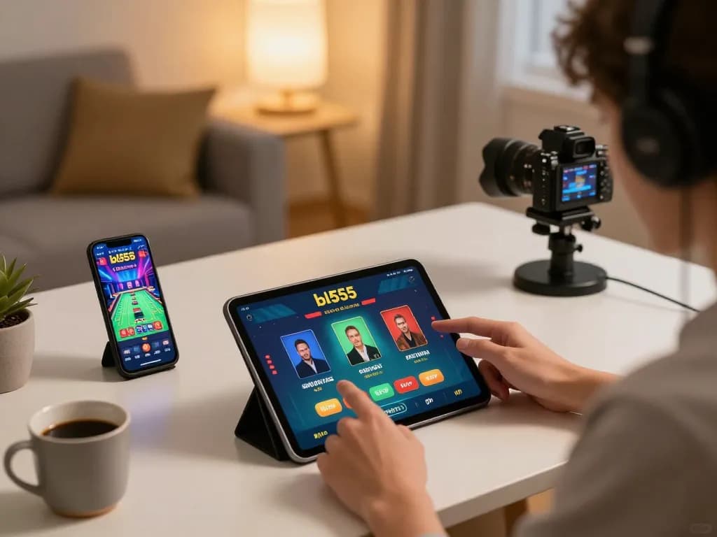 Player interacting with the bl555 casino app and a live dealer game, showcasing responsible gaming