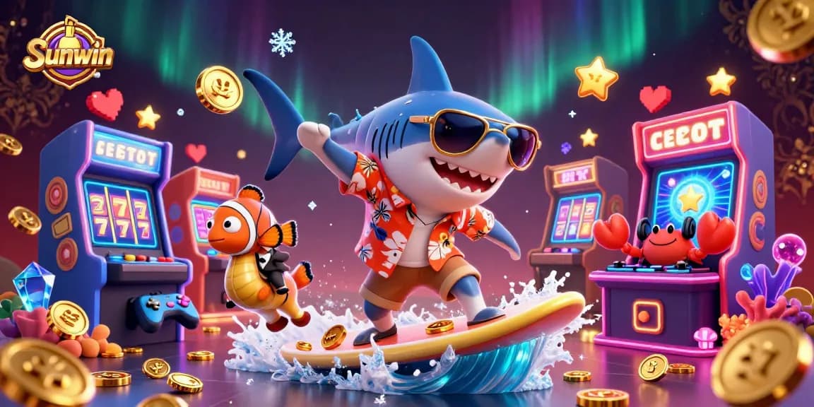 Surf the waves of gold with Sunwin's thrilling gaming experience, featuring fun characters and arcade elements.