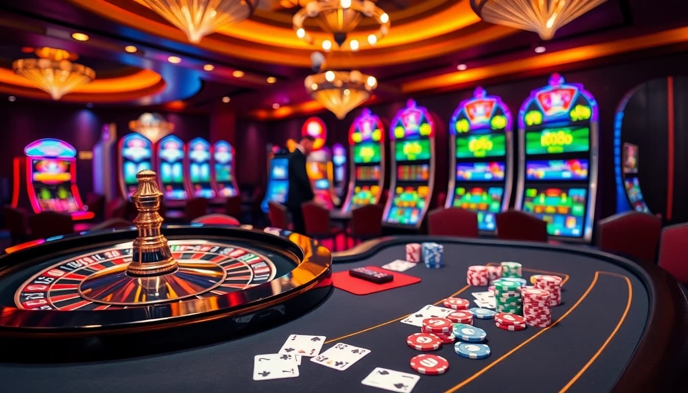 Exciting scene of IQ88 casino featuring a professional dealer at a blackjack table.