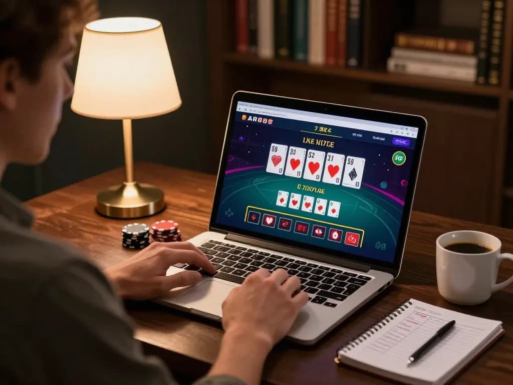 Experience strategic online gameplay with max88 in a cozy setup featuring a live blackjack game.