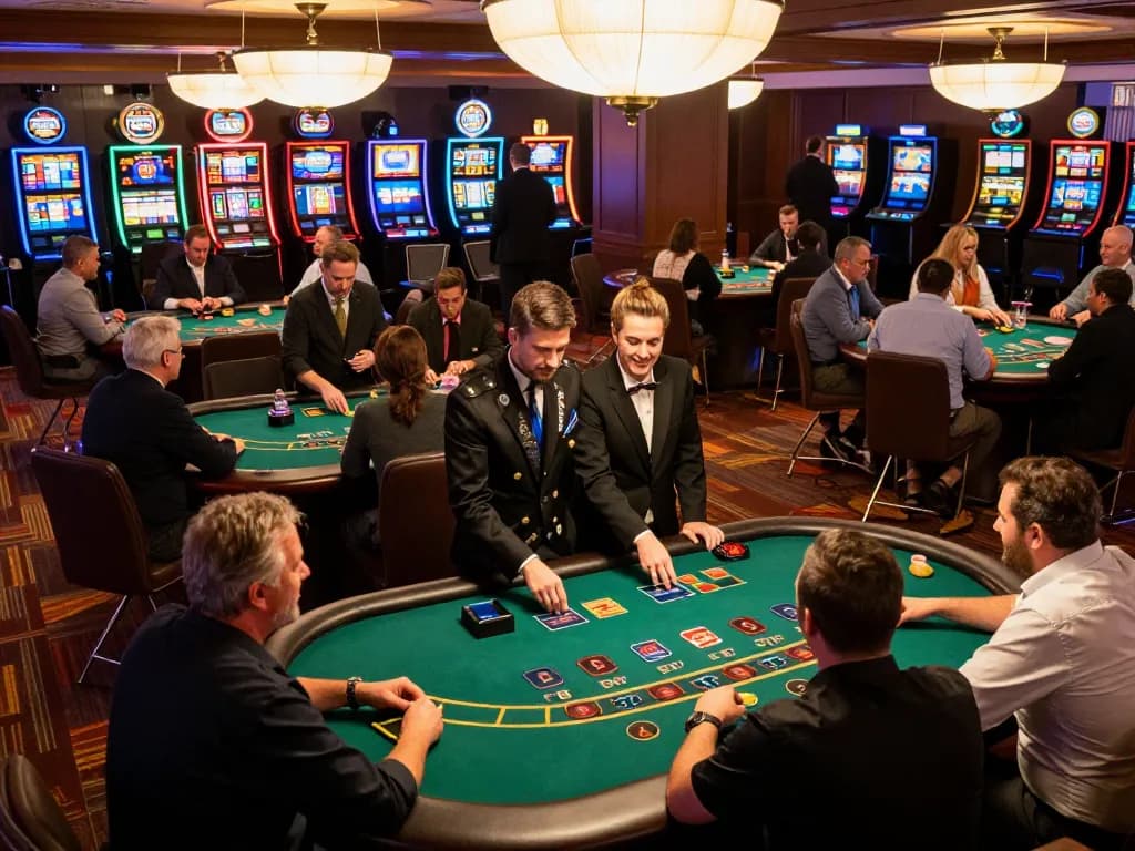 Players engaging at LV88's blackjack tables, showcasing dynamic gameplay and a vibrant casino atmosphere.