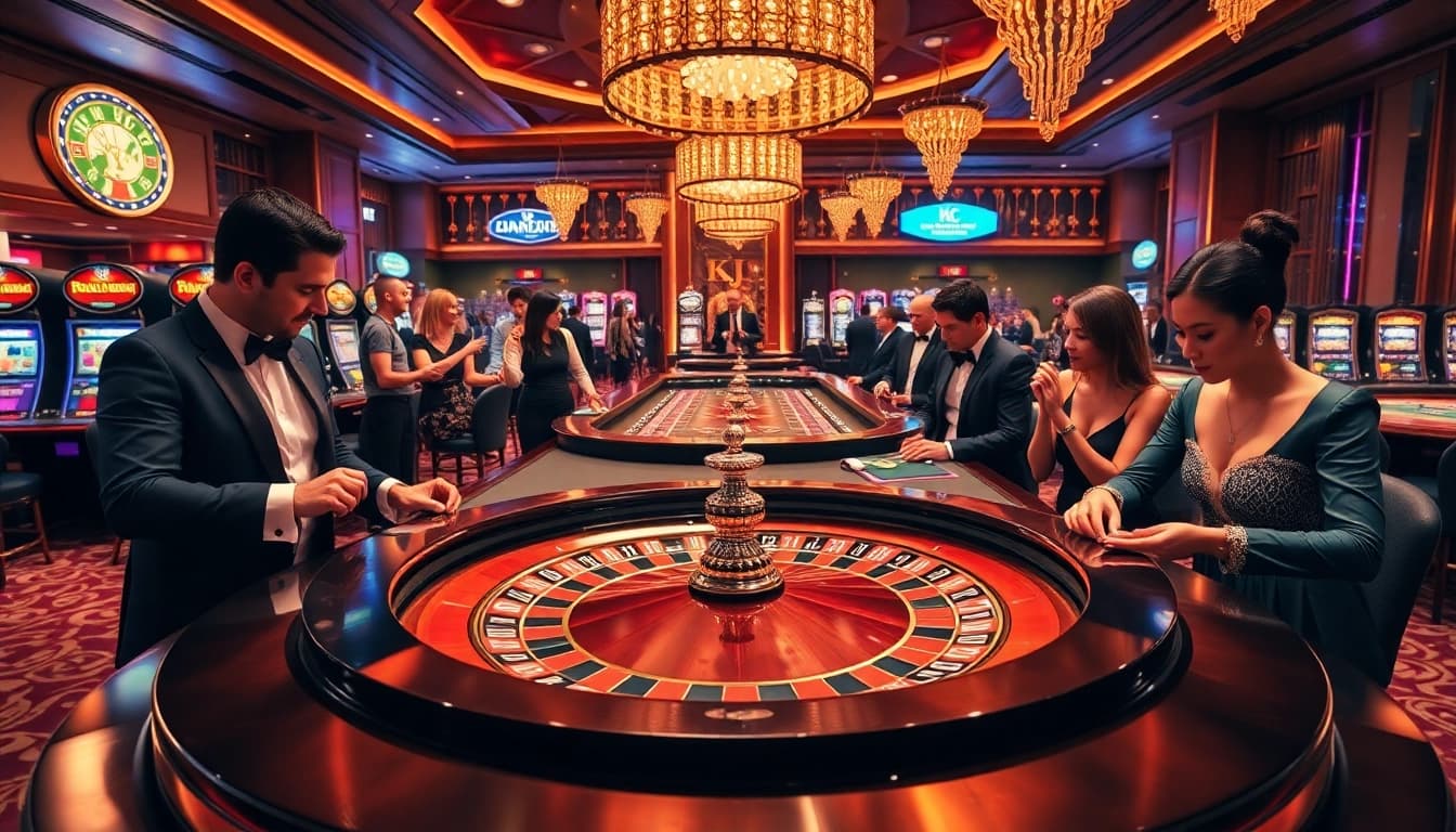 KJC players enjoying an exciting game of roulette at a luxurious casino table