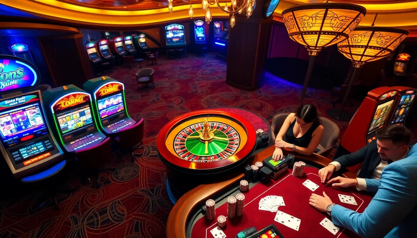 Experience excitement at top nhà cái with luxurious casino tables and vibrant gambling games.