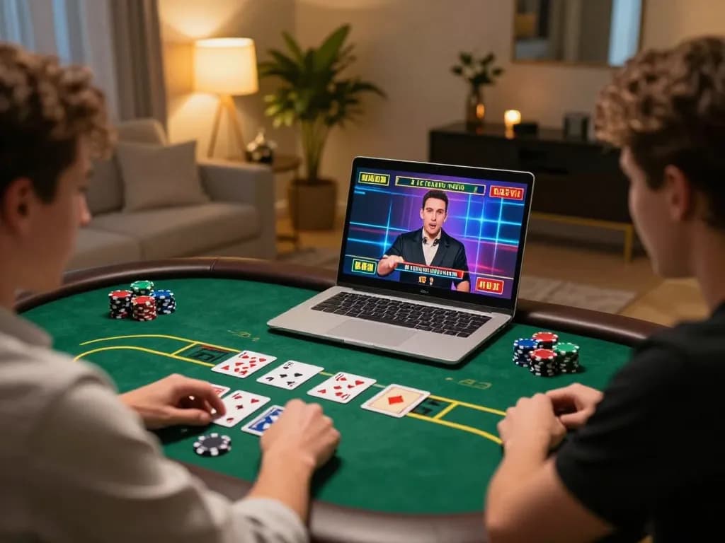 Engaging with Debet's live dealer game online, showcasing a vibrant home casino atmosphere