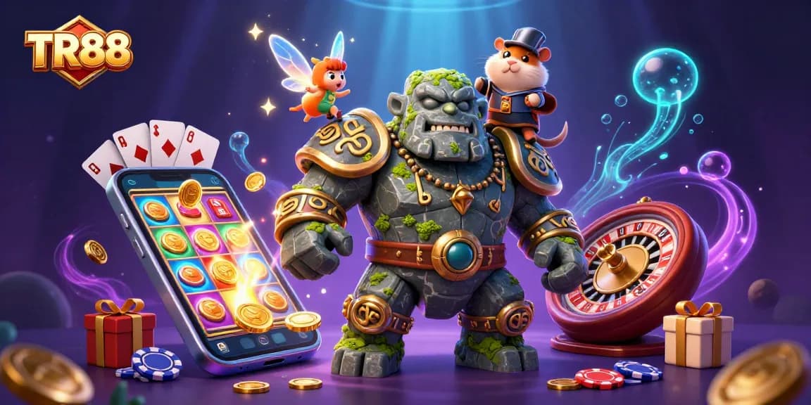 Engage with TR88's thrilling slots as mystical characters come alive in a dazzling casino scene.