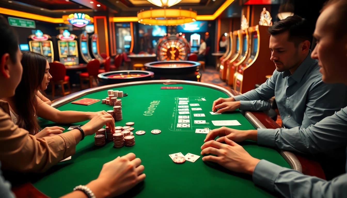 Experience thrilling gameplay with Game bài 98win featuring engaging card tables and vibrant casino elements.