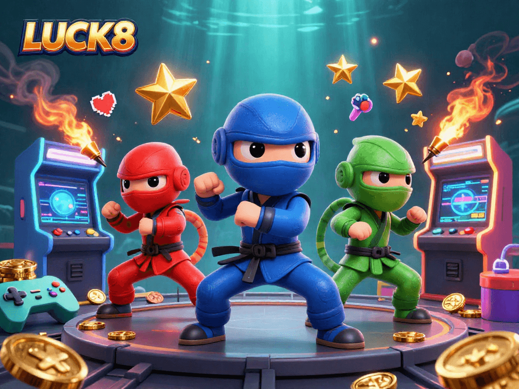 LUCK8 mang đến niềm vui với các ninja tắc kè và máy game sôi động trong sòng bài.