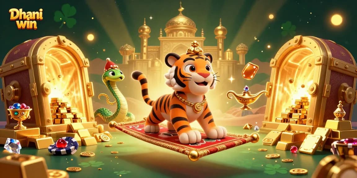 Engage with Dhani win's thrilling games in this dazzling 3D scene of excitement and wonder