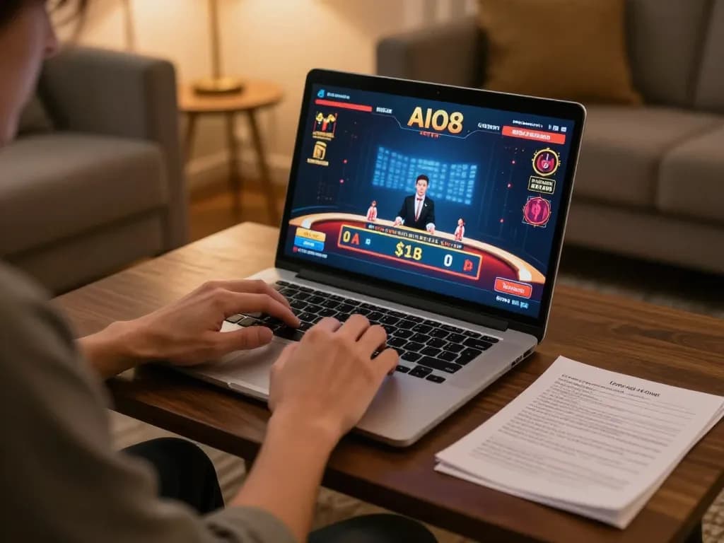 Player immersing in an alo8 online casino game with engaging live dealer action