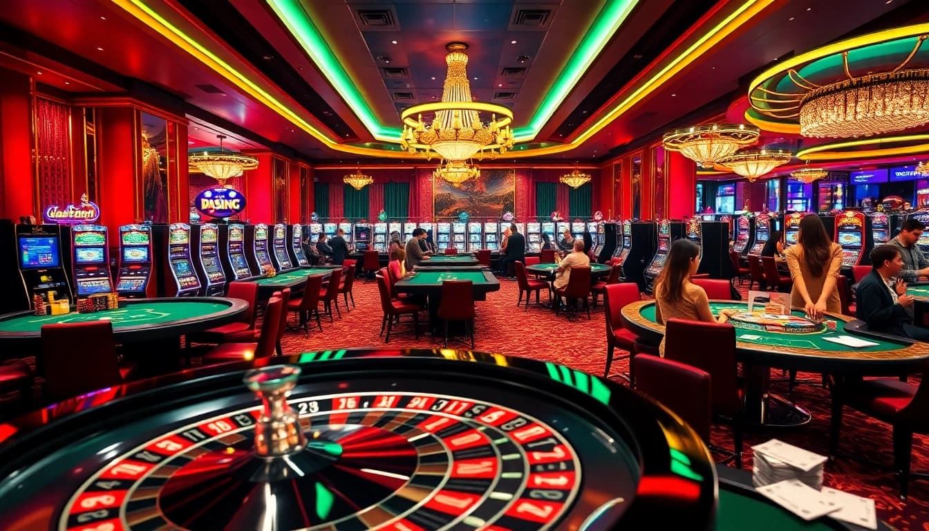 Engaging gaming scene with poker chips and a roulette wheel linking S8 excitement in a luxurious casino.