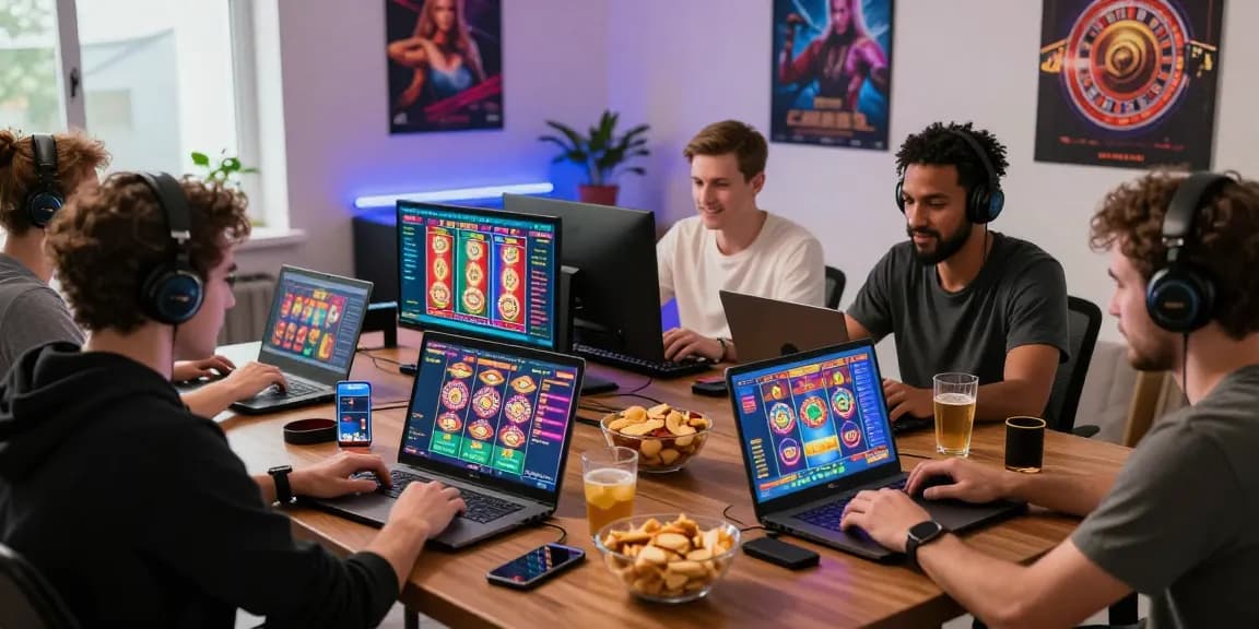 Exciting online gaming experience at dea.org.uk with diverse players enjoying credit card casino games in a lively, modern setup.
