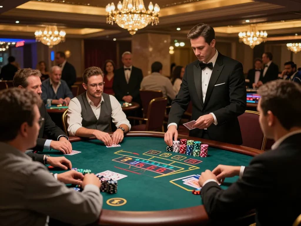 Players engaged in an exciting blackjack game at the FIVE88 casino, showcasing strategy and winning potential.