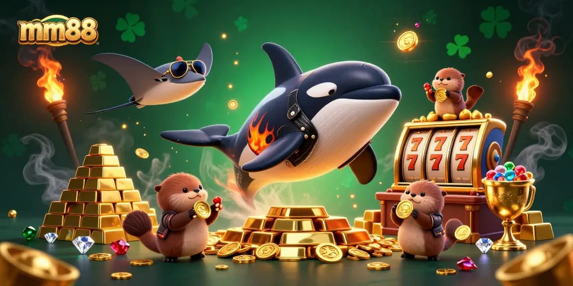 Experience thrilling moments with mm88 as cartoon characters dive into a treasure-filled casino adventure.