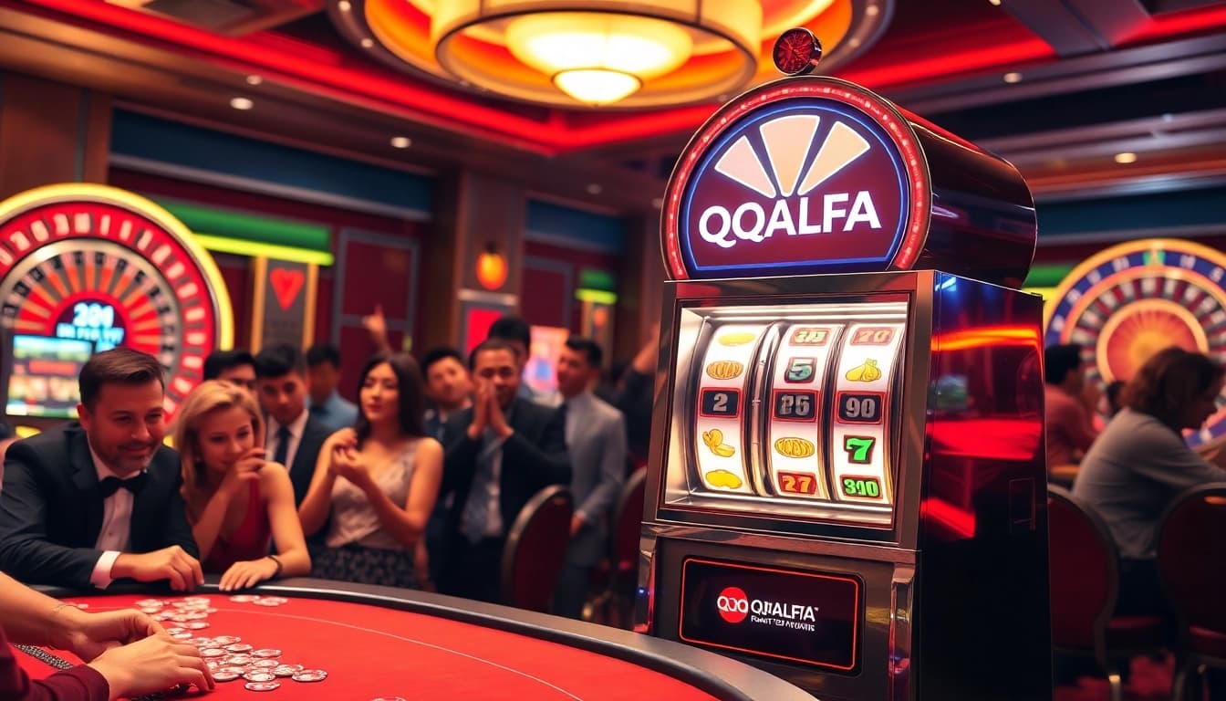 Experience the thrill of smart gaming with QQALFA at a glamorous casino setting.