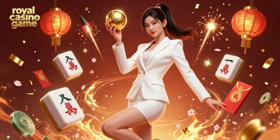 Experience the excitement of the royal casino game with a stunning 3D digital illustration of a confident woman holding a roulette ball.