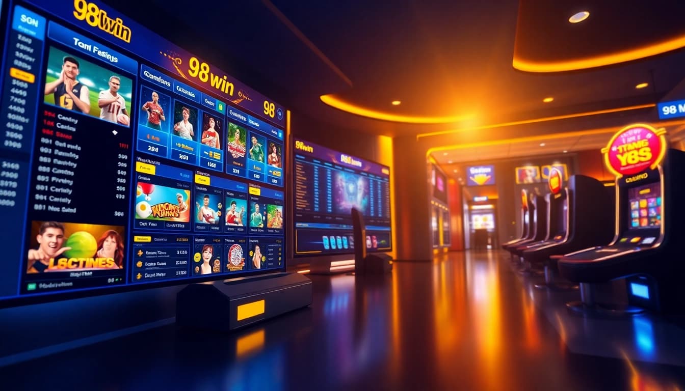Engaging scene highlighting 98win's vibrant online betting and gaming interface.