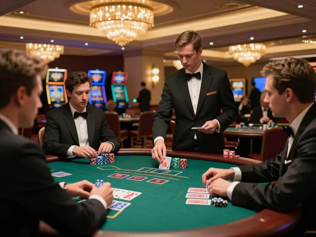 Players engaging at a stylish blackjack table in 88fc casino, showcasing strategic gameplay.