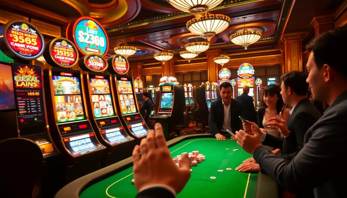 Experience excitement at Lucky88 casino with vibrant slot machines and an engaging gaming atmosphere.
