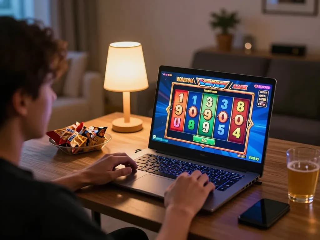 Engaging online casino gaming experience at nhà cái CM88, with a player immersed in animated slot game