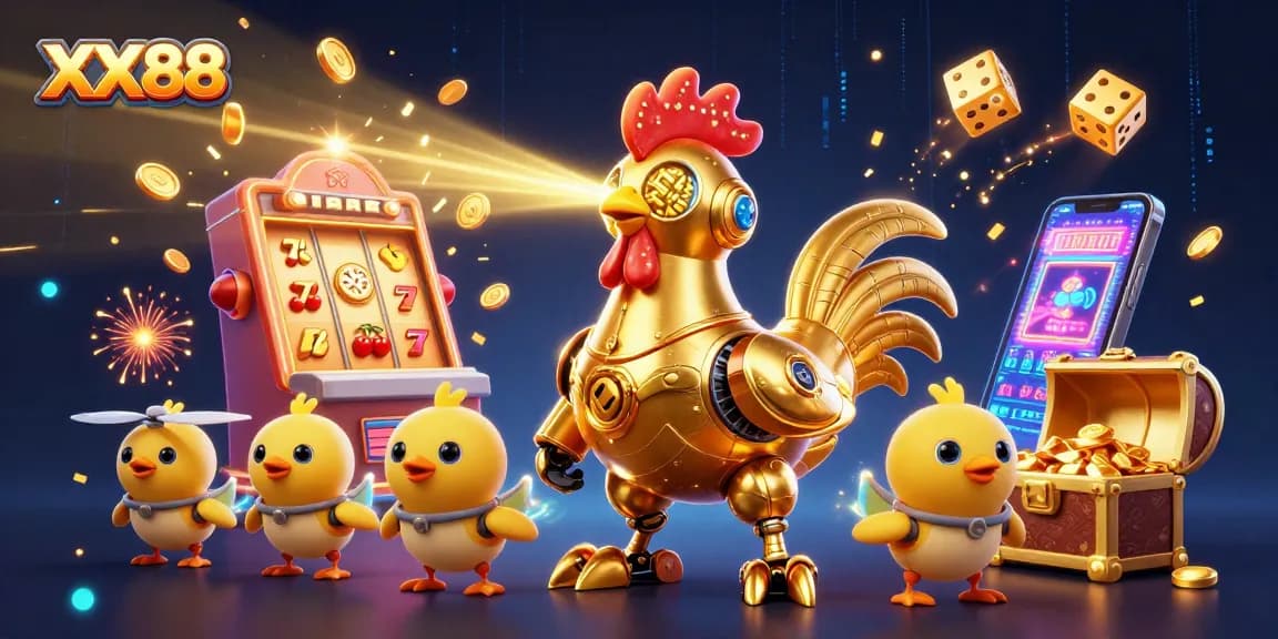 Engage with thrilling slots at XX88, featuring dynamic characters in a vibrant casino atmosphere.