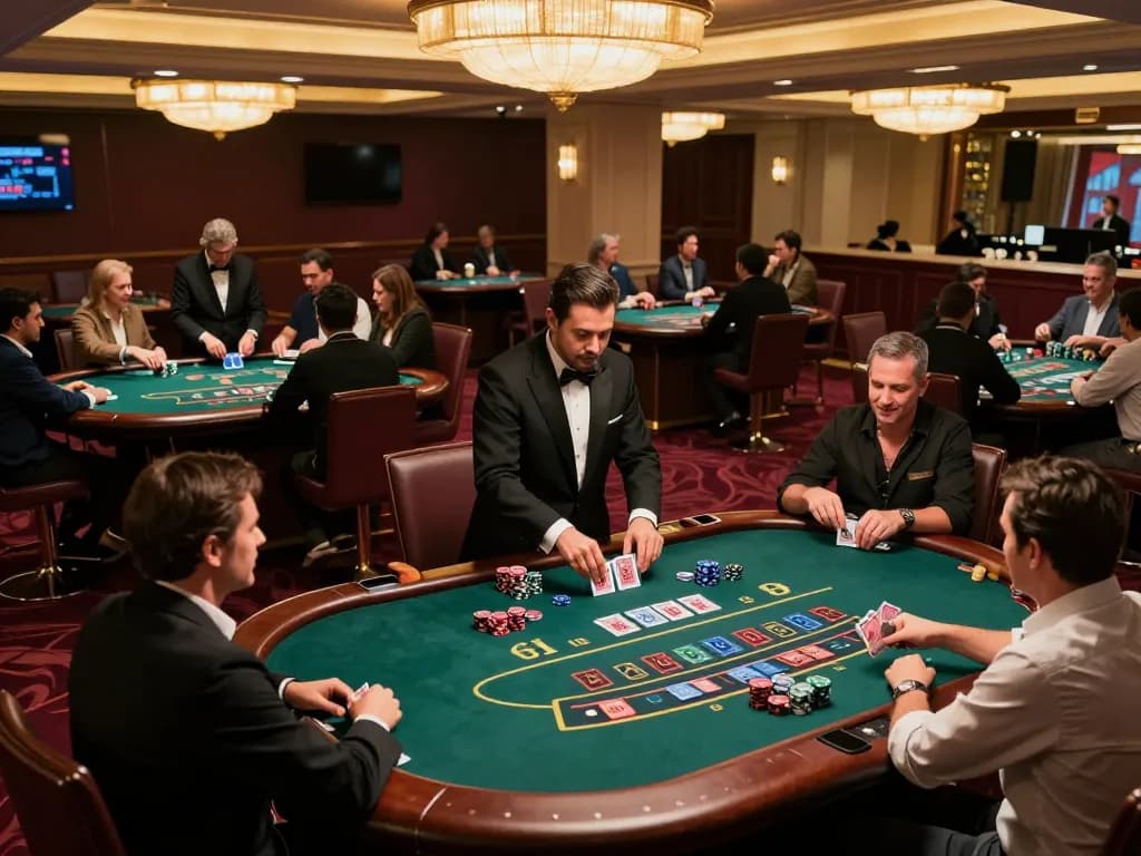 Players experience thrilling blackjack action at a casino featuring 33WIN tables under warm lighting.