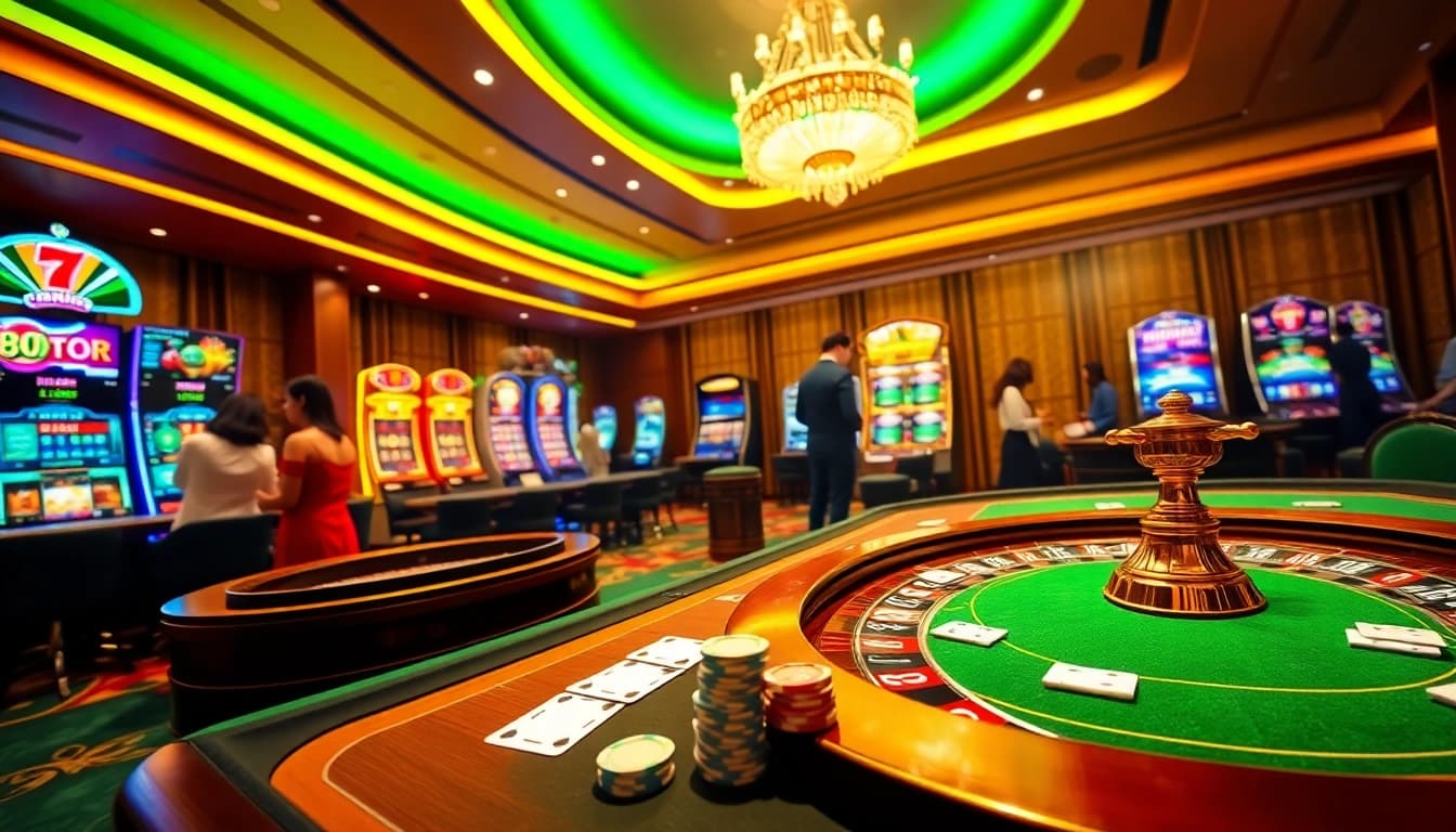 Engaging gambling scene showcasing the excitement of online betting at https://nk88net.com/ with vibrant casino elements.