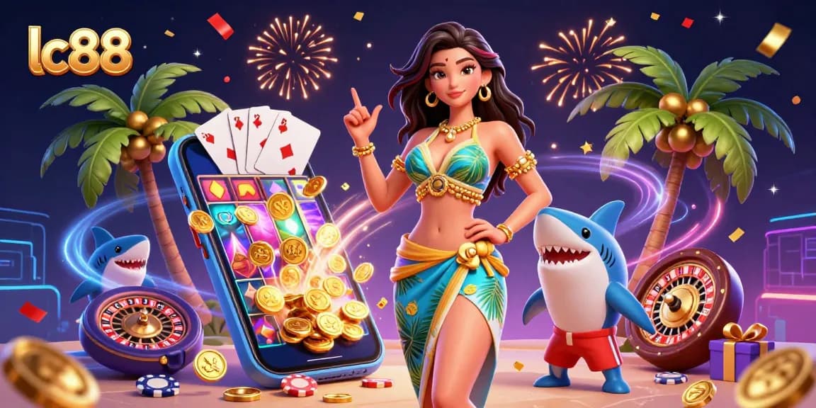 Experience the excitement of lc88 with vibrant casino elements and characters in a thrilling 3D scene.