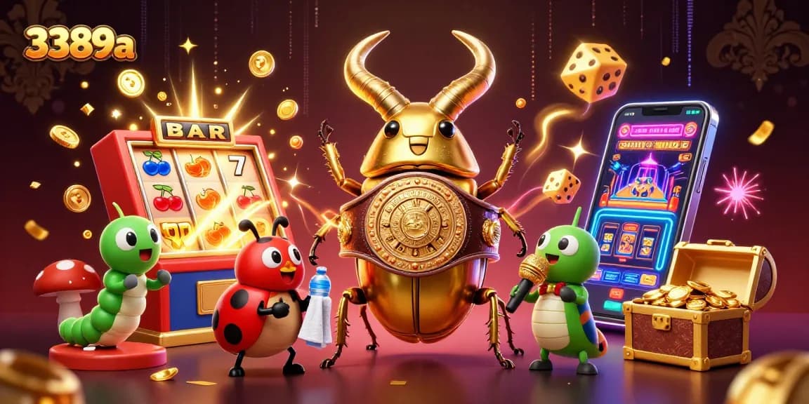 Engage in thrilling action at 3389a with vibrant casino scenes featuring jackpots, characters, and energy effects.