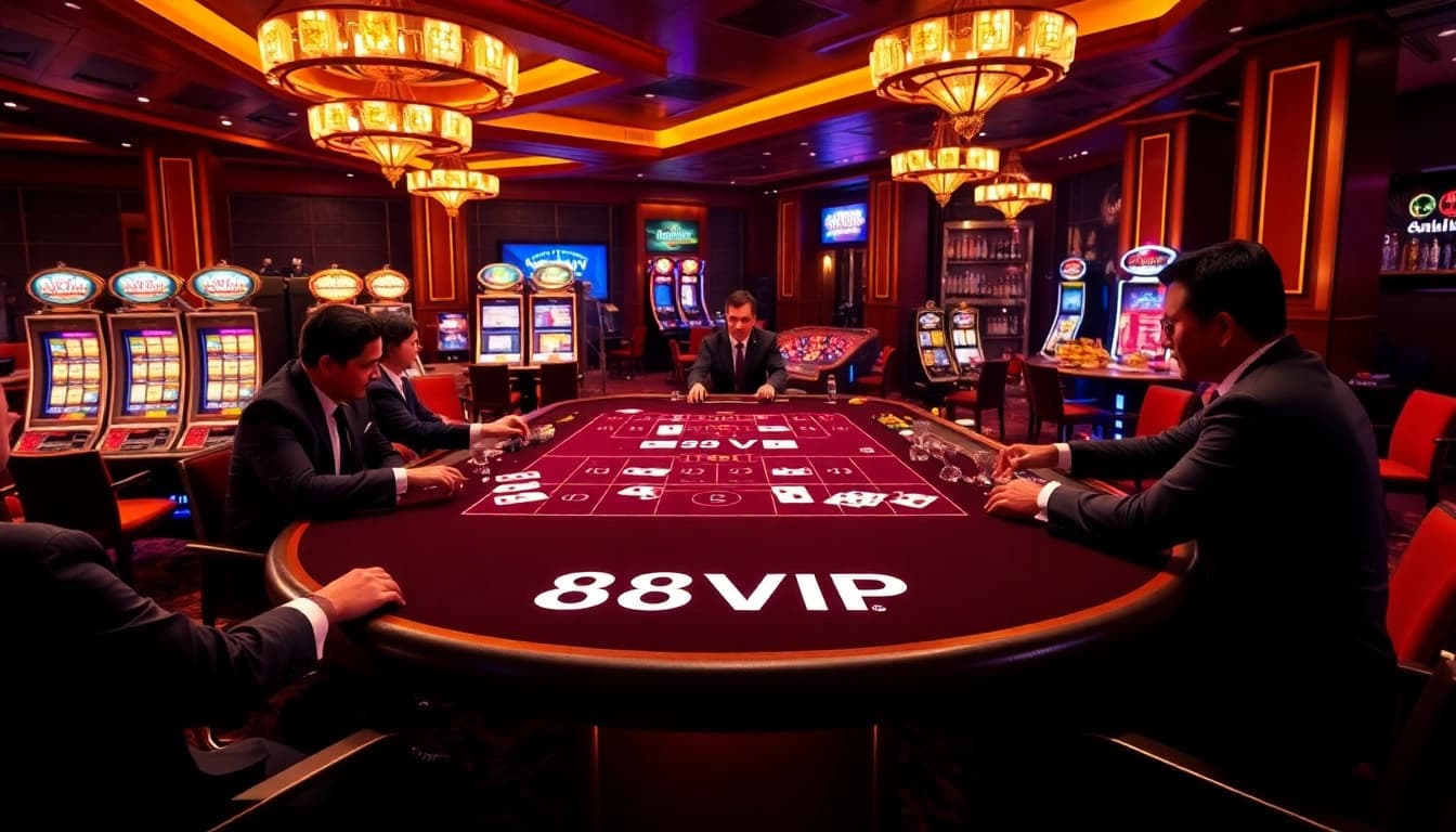 Players enjoying a thrilling game at the 68VIP casino table, immersed in luxury and excitement.