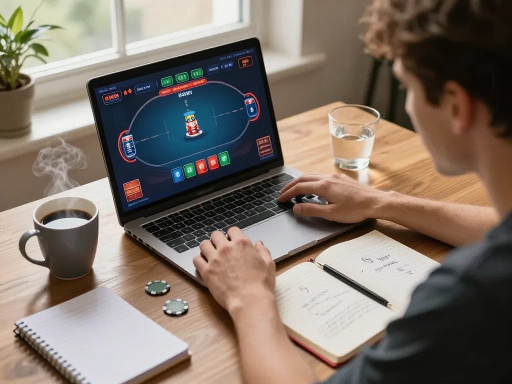 Players engage in an online poker game using 58wiin, showcasing strategic thinking and a vibrant interface.