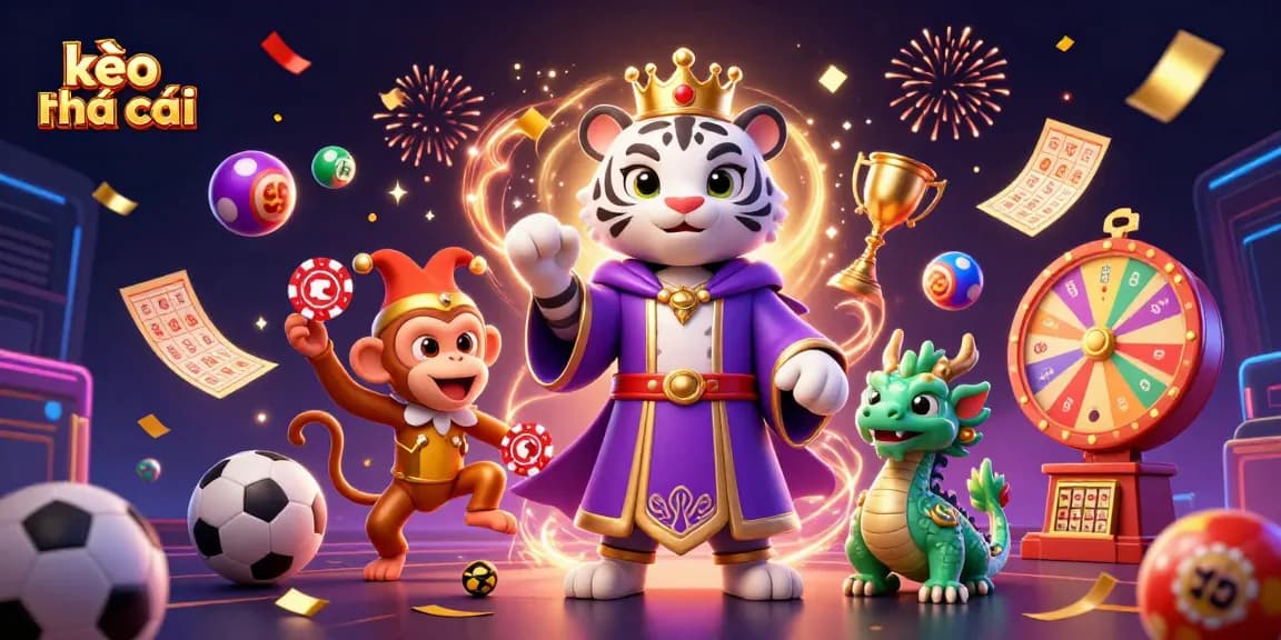 Engage with kèo nhà cái strategies as a tiger, monkey, and dragon celebrate betting wins.