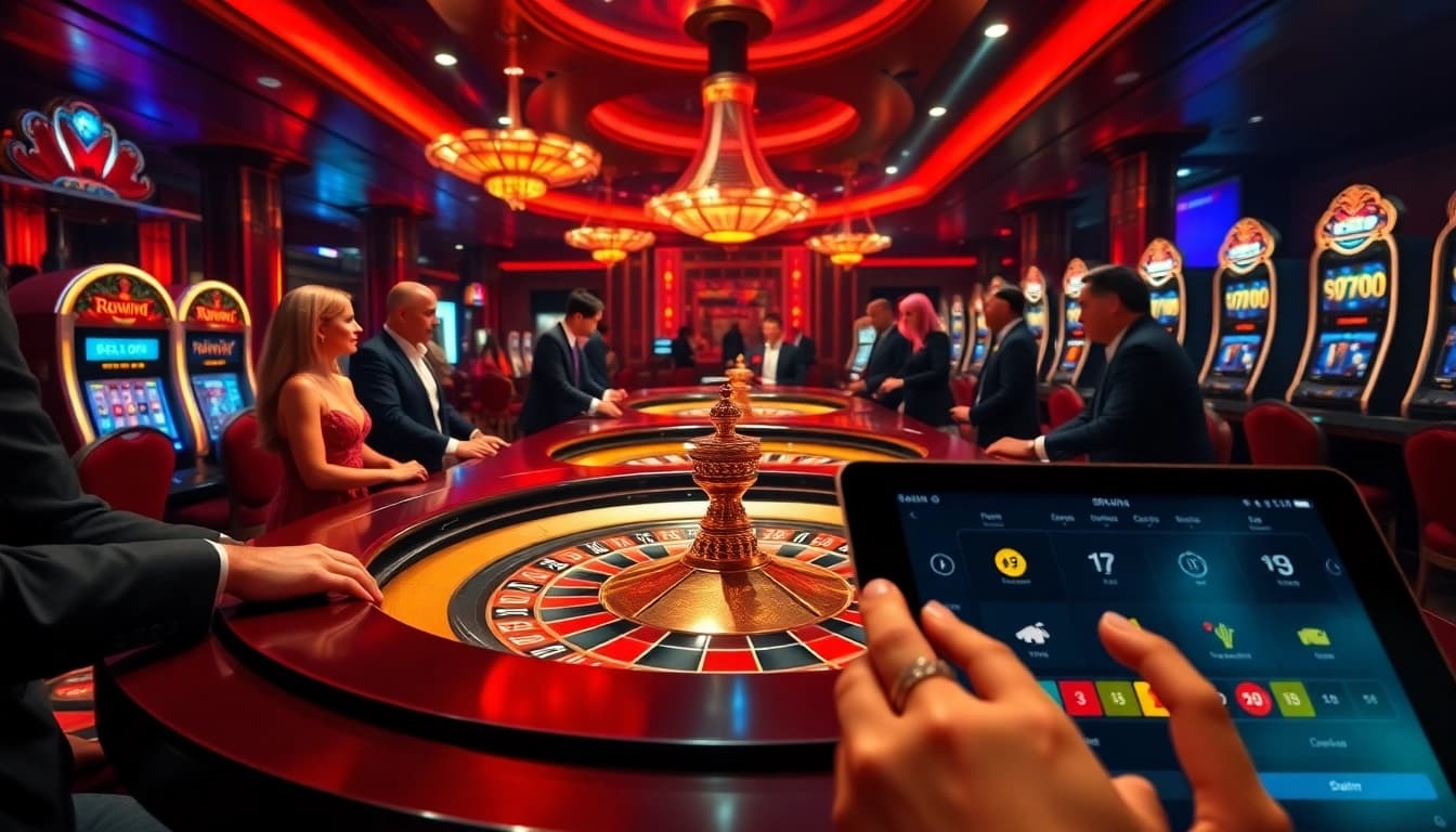 Experience the action of the 98win bet at a luxurious casino with vibrant roulette and poker games.
