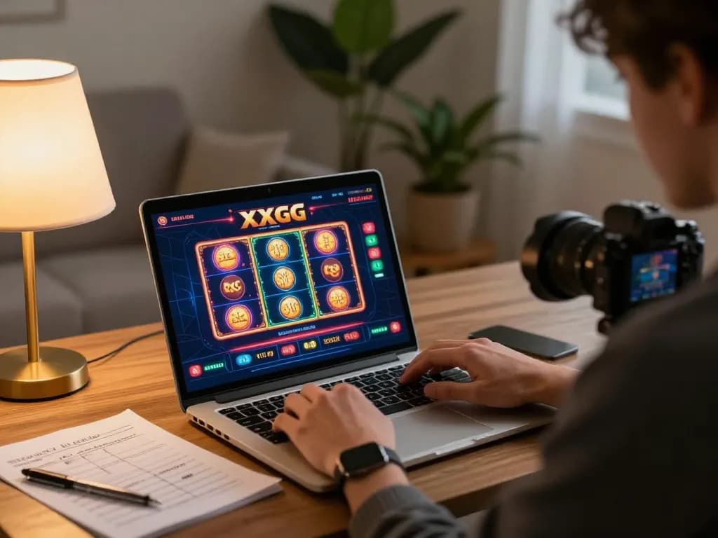 Player enjoying the XXGG casino app on a laptop, showcasing betting strategies in a cozy home setting.