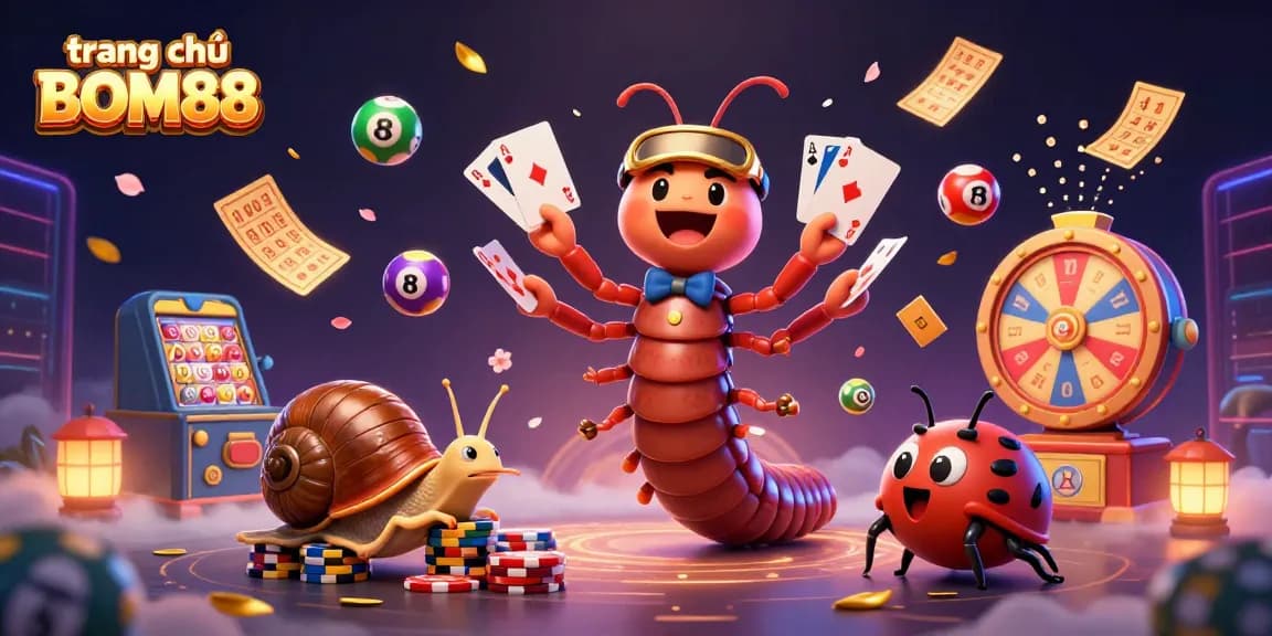 Experience the vibrant excitement of gambling at trang chủ BOM88 with animated dealer and immersive casino elements.