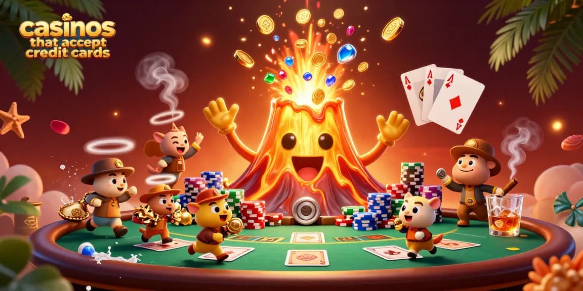 Engage with thrilling action at casinos that accept credit cards with colorful poker elements and treasures.