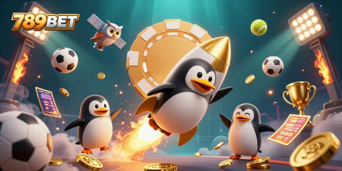 Engage in thrilling gameplay with 789BET's vibrant casino space scene featuring dynamic sports elements.