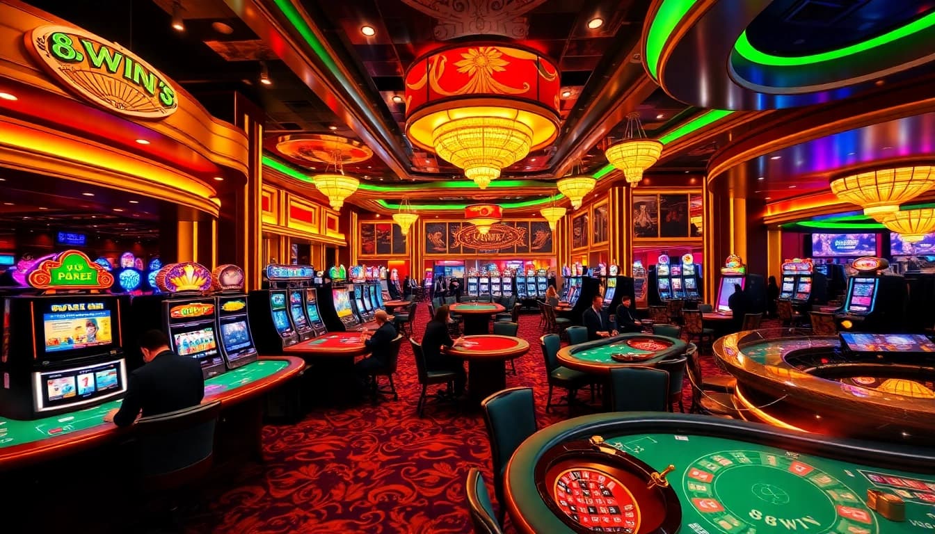 Players enjoying gaming excitement at 98win com's vibrant casino atmosphere.