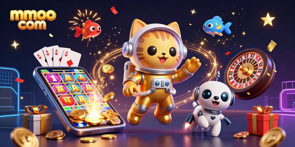 Experience thrilling games at mmoo com, featuring an astronaut cat and exciting slot games.