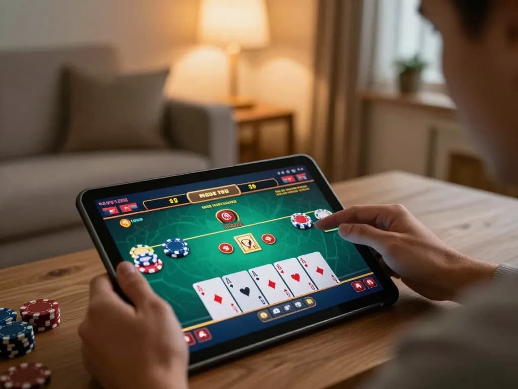 Catching an action-packed moment of 32win đăng nhập in online poker gaming session from home.