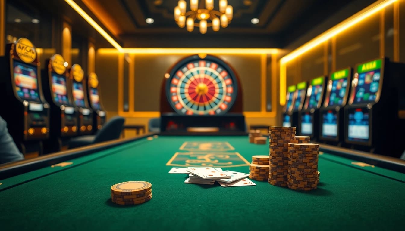 Experience the thrill of gaming at ABC8 with vibrant poker chips on a luxurious table.
