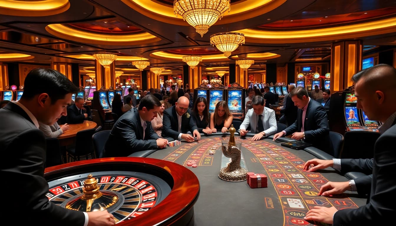 Vibrant casino scene showcasing excitement in gambling experiences online with newphim highlights.