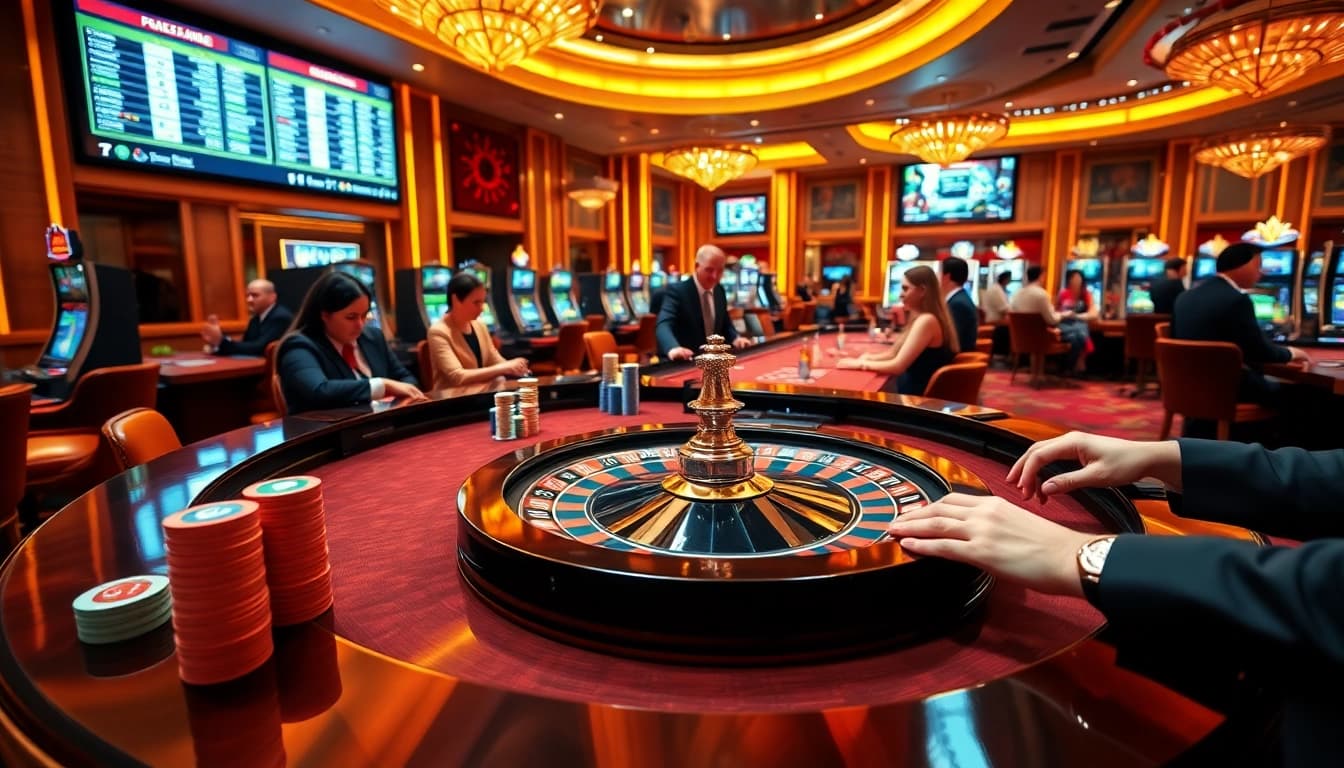 Engage in thrilling games at RR88 KJC with vibrant casino tables filled with excitement.