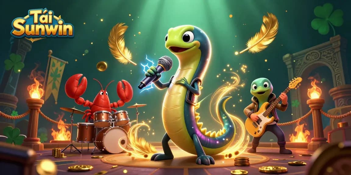 Tải Sunwin to enjoy an electrifying underwater casino experience with a DJ eel and vibrant characters.