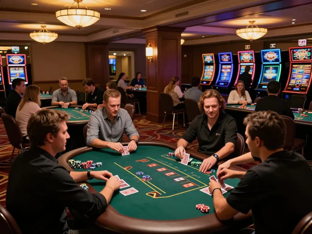 Engaged players at blackjack tables in an upscale casino setting, highlighting strategies for winning at https://www.bearcreekwatershed.org/macroinvertebrates.