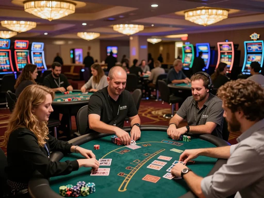 Players enjoying blackjack at HITCLUB casino table with vibrant atmosphere and engaging gameplay