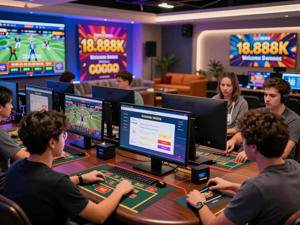 Engaging scene at GO8 TRANG CHỦ with players enjoying diverse online games and vibrant promotions.