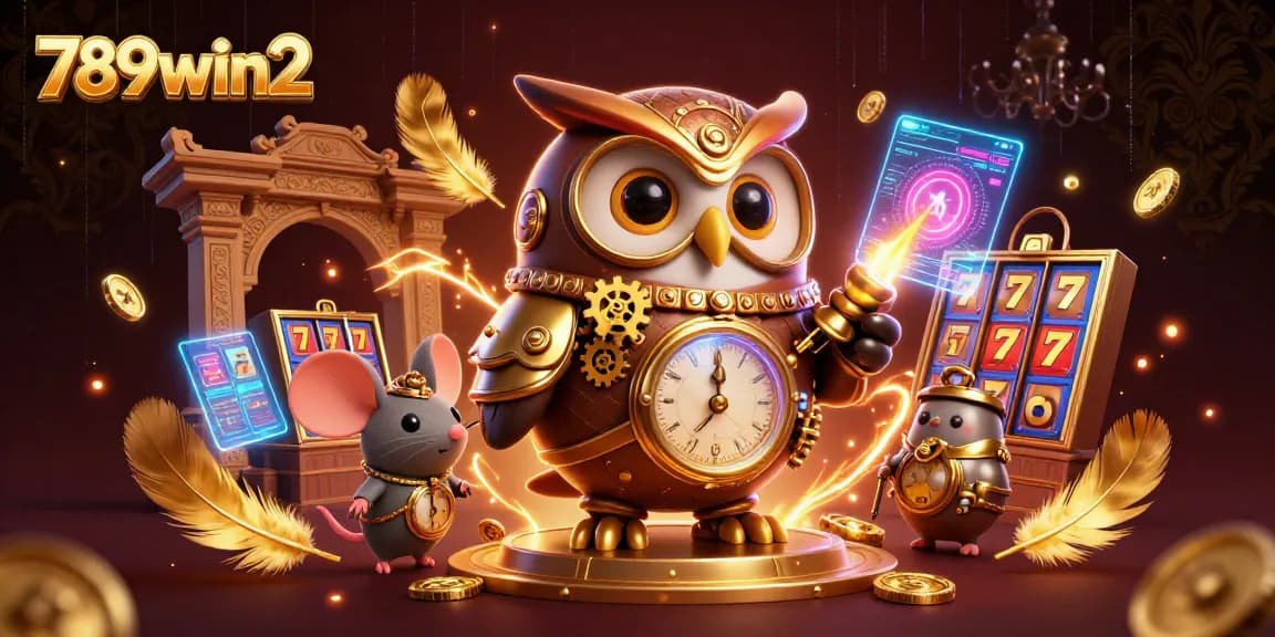 Engage with 789win2's dynamic casino experience featuring a time-traveling owl and vibrant slot elements.